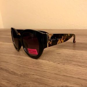 Betsey Johnson Black and Gold Floral Sunglasses